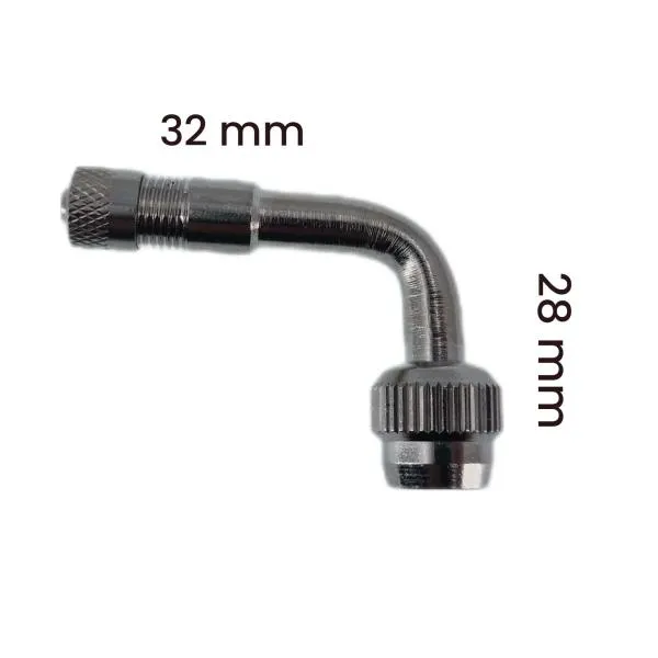 Ventilverlängerung aus Metall (Nickel/Chrom), abgewinkelt 90°, für LKW und PKW