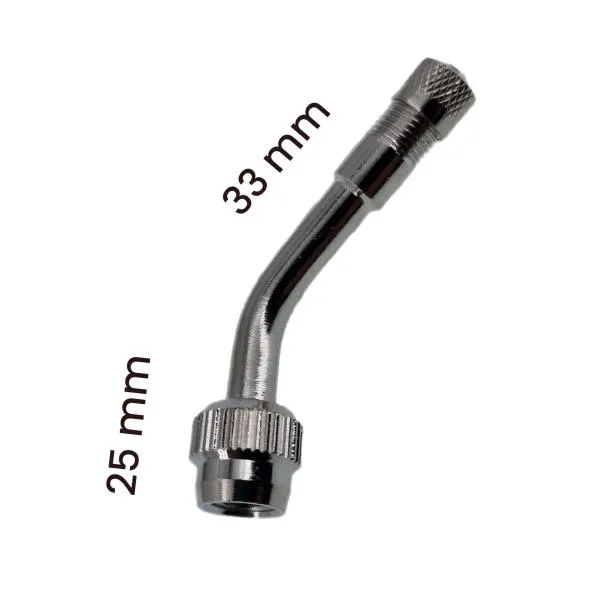 Ventilverlängerung aus Metall (Nickel/Chrom), abgewinkelt 135°, für LKW und PKW