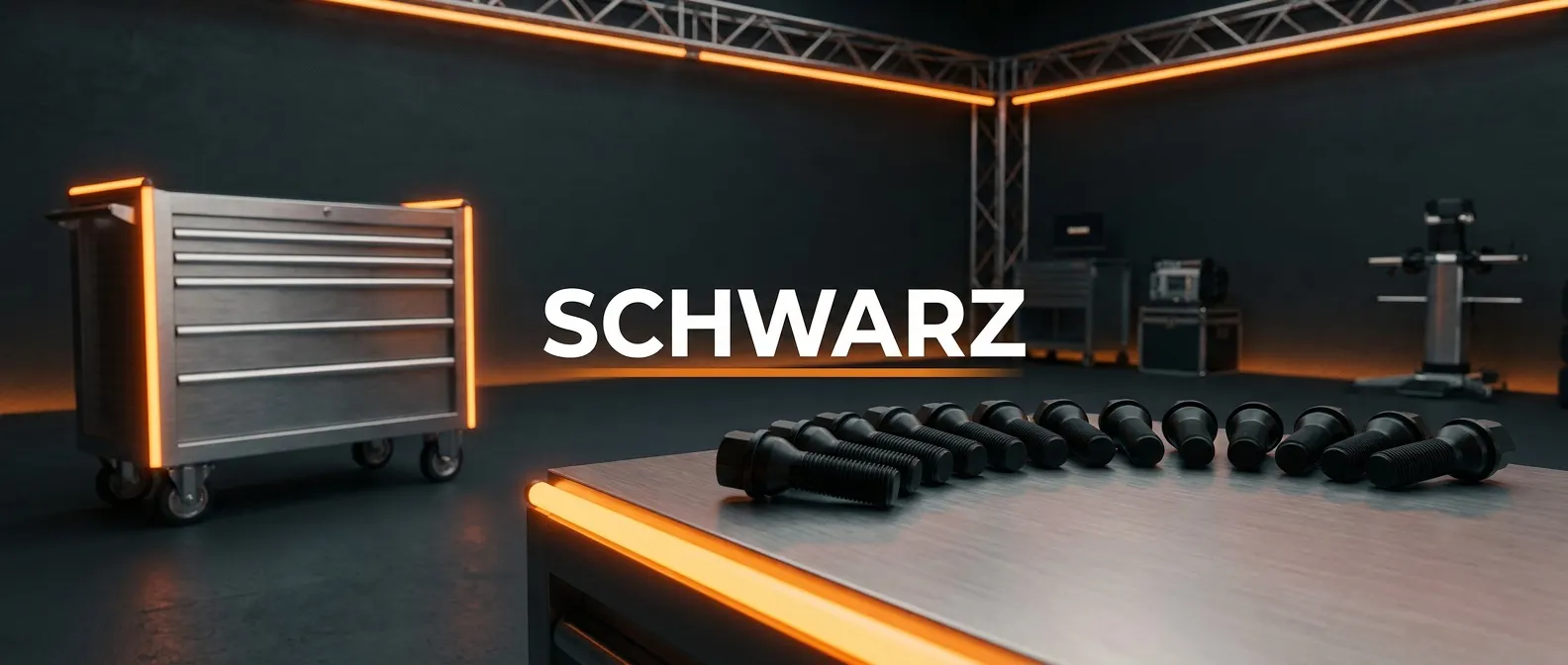 Schwarze Radschrauben im Detail