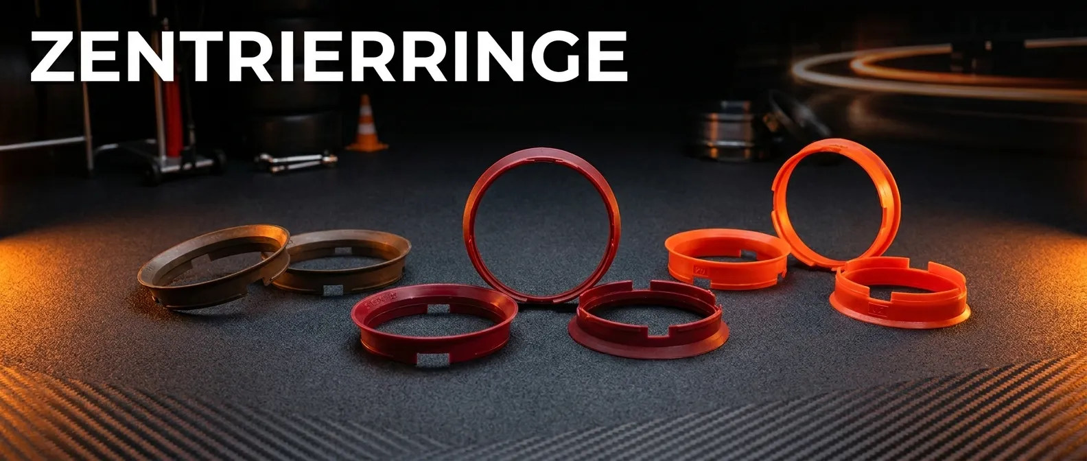 Original-Zentrierring aus Kunststoff, Detailansicht vor anthrazitfarbenem Hintergrund