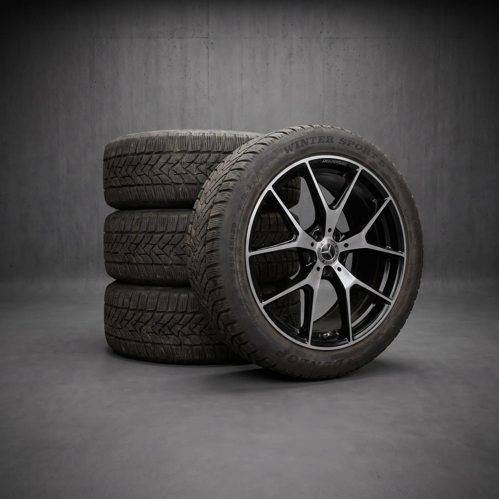 Mercedes GLC X253 AMG Winterräder 20 Zoll Dunlop Original – Radsatz im Studio (Darstellung)