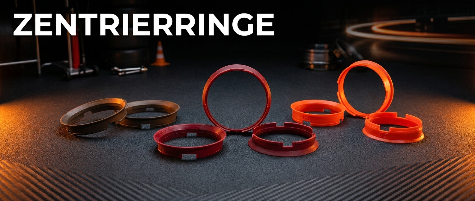 Original-Zentrierring aus Kunststoff, Detailansicht vor anthrazitfarbenem Hintergrund