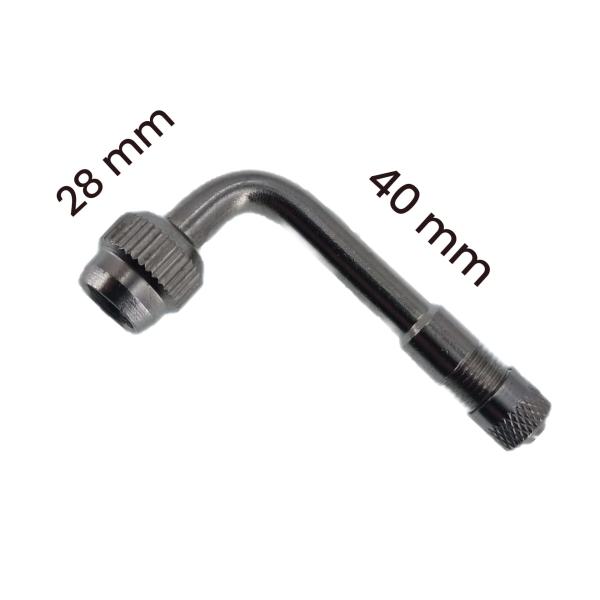 Ventilverlängerung aus Metall (Nickel/Chrom), abgewinkelt 90°, für LKW und PKW