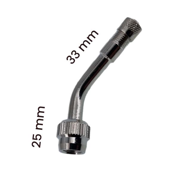 Ventilverlängerung aus Metall (Nickel/Chrom), abgewinkelt 135°, für LKW und PKW