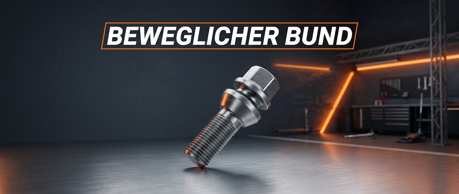 Radschraube mit beweglichem, kippbarem Bund